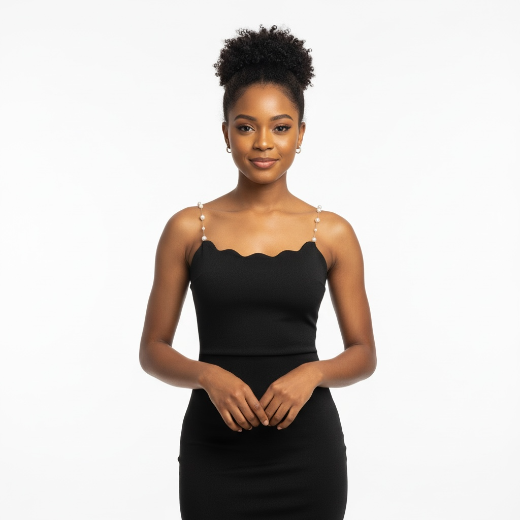 Pearl Strap Scallop Bodycon Dress