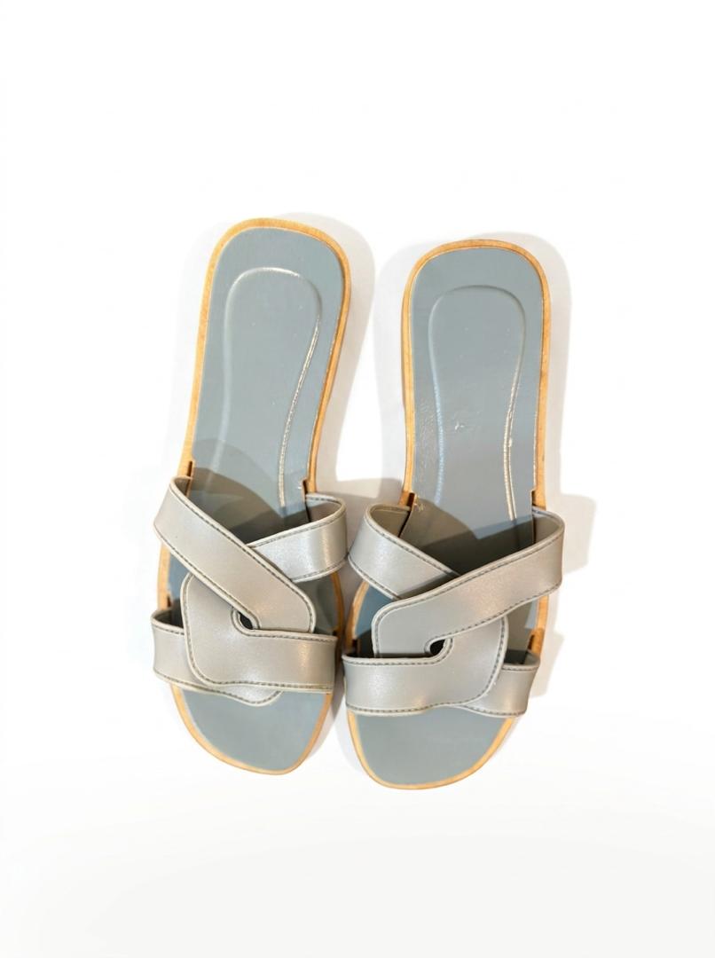 Women's H-Style Flat Slides – Classic Slip-On Sandals | Beige & Black