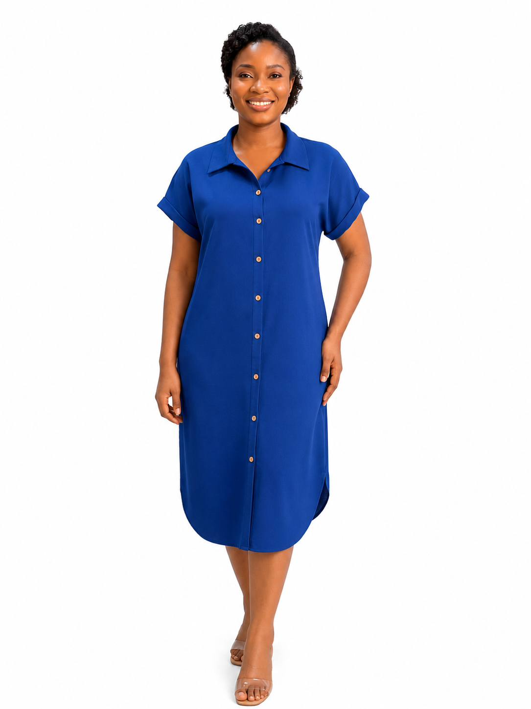 Button-Down Midi Shirt Dress