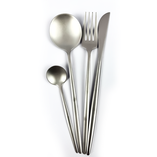 4-Piece Modern Matte Stainless Steel Cutlery Set