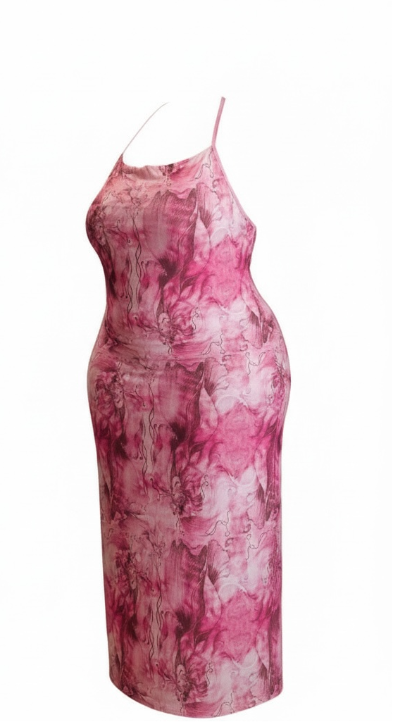 Pink Marble Bodycon Maxi Dress