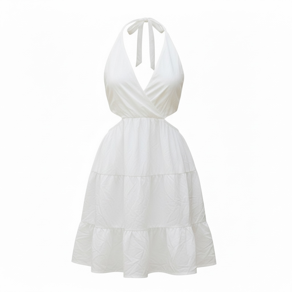 White Hot Halter Cut-Out Mini Dress