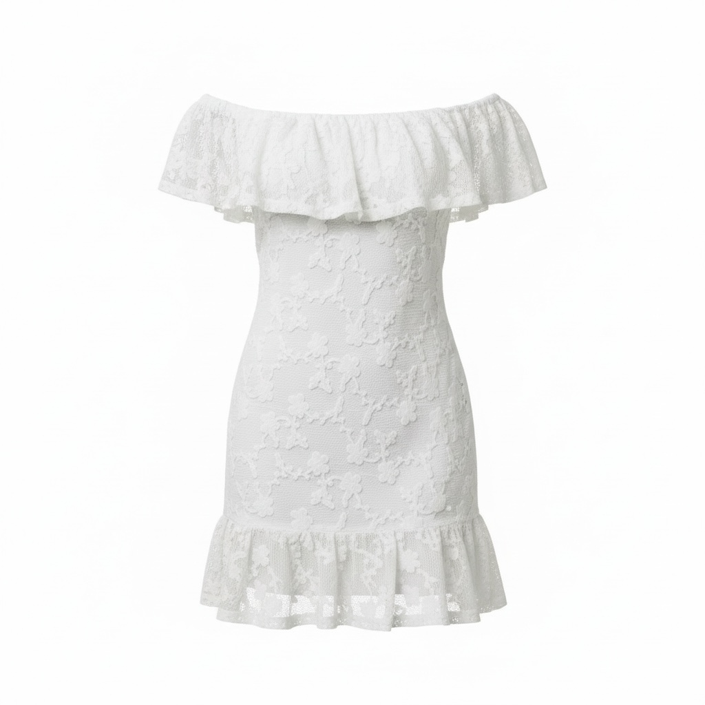 Garden Party Off-Shoulder Ruffle Lace Mini Dress