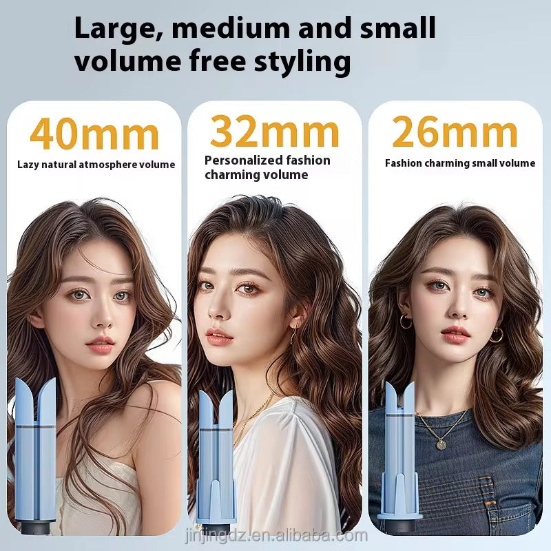 3-in-1 Automatic Curling Iron – Interchangeable Barrels 26/32/40mm | Negative Ions | 3 Heat Settings