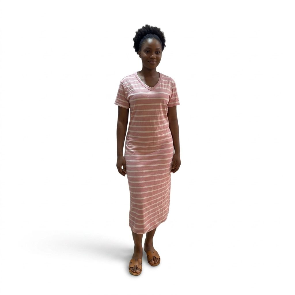 Striped V-Neck Maxi Dress