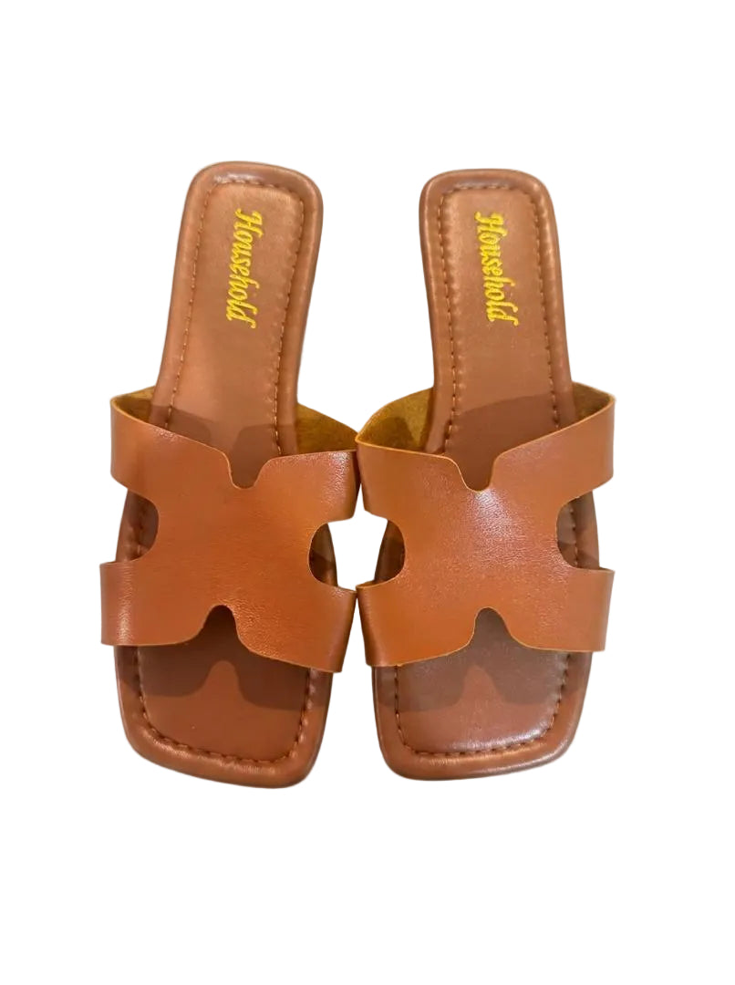 Women's Classic H Flat Slides – Square-Toe Sandals