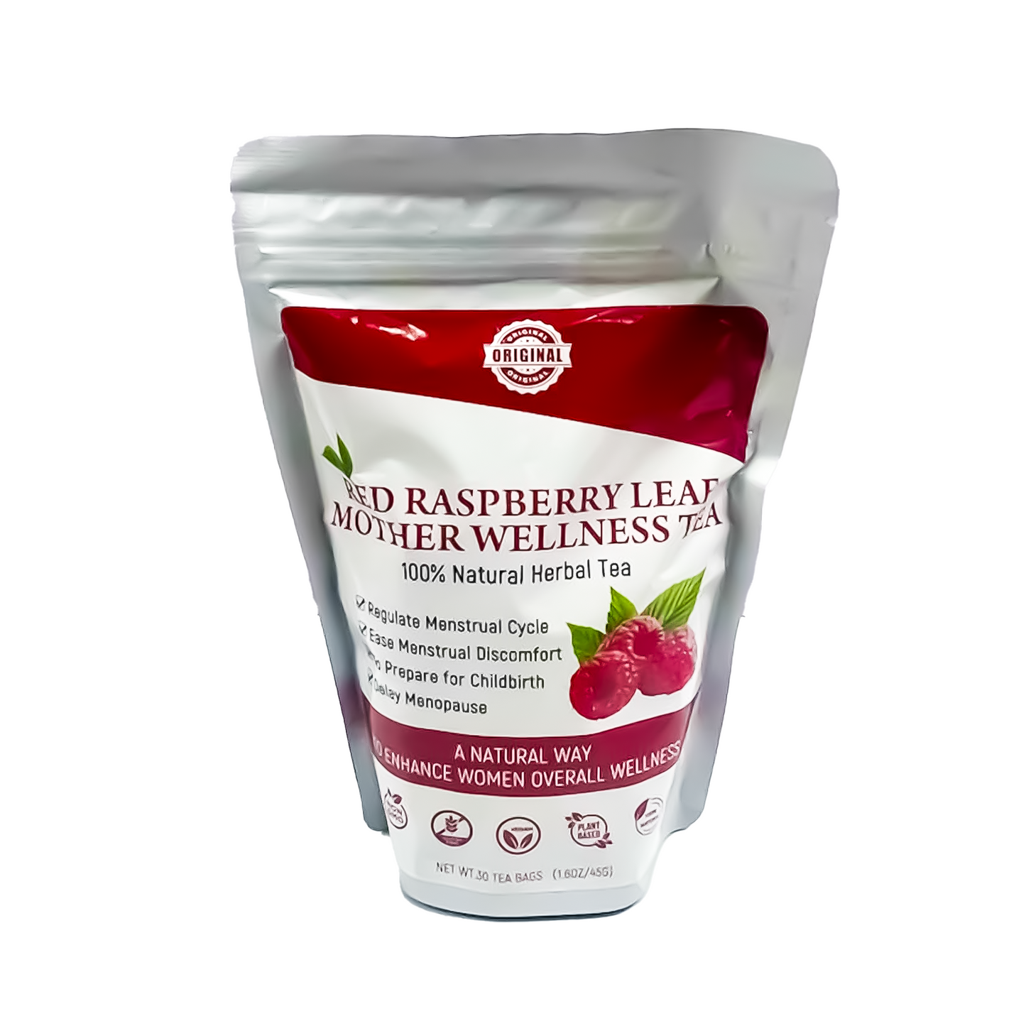 Red Raspberry Leaf Mother Wellness Tea – 100% Natural Herbal Tea (30 Tea Bags / 45g)