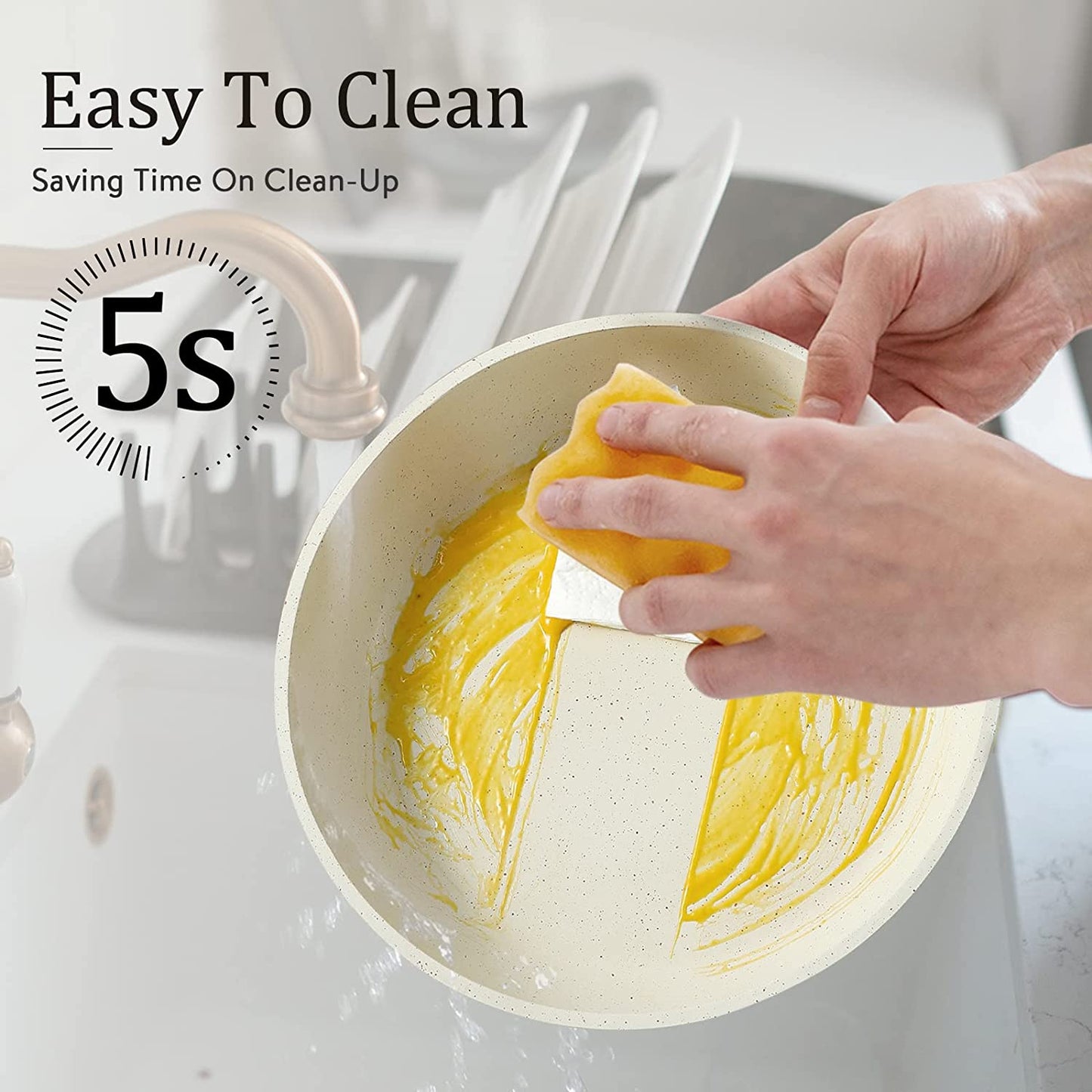 9-Piece Modern Granite Nonstick Cookware Set with Removable Handle
