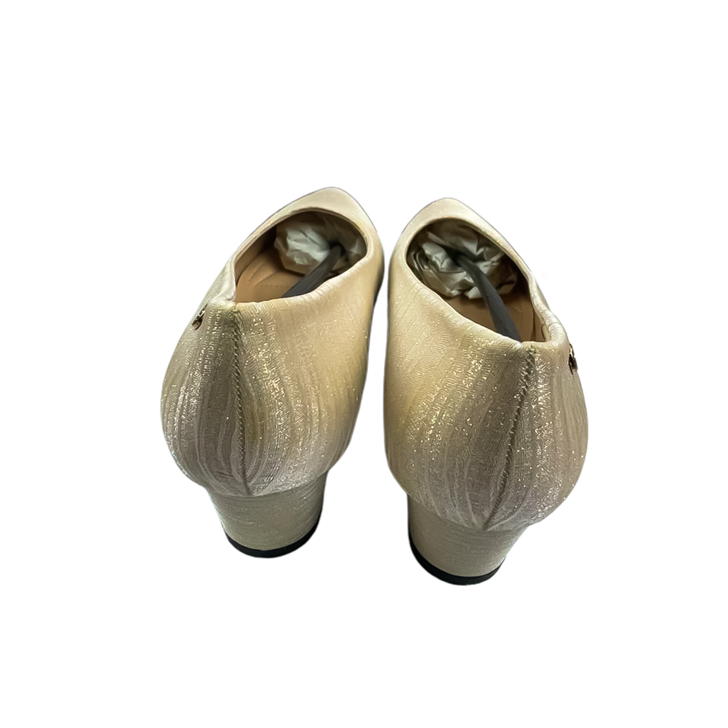 Champagne Textured Block Heel Pumps