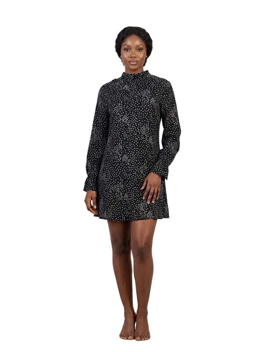 The High-Neck Dot Mini Dress
