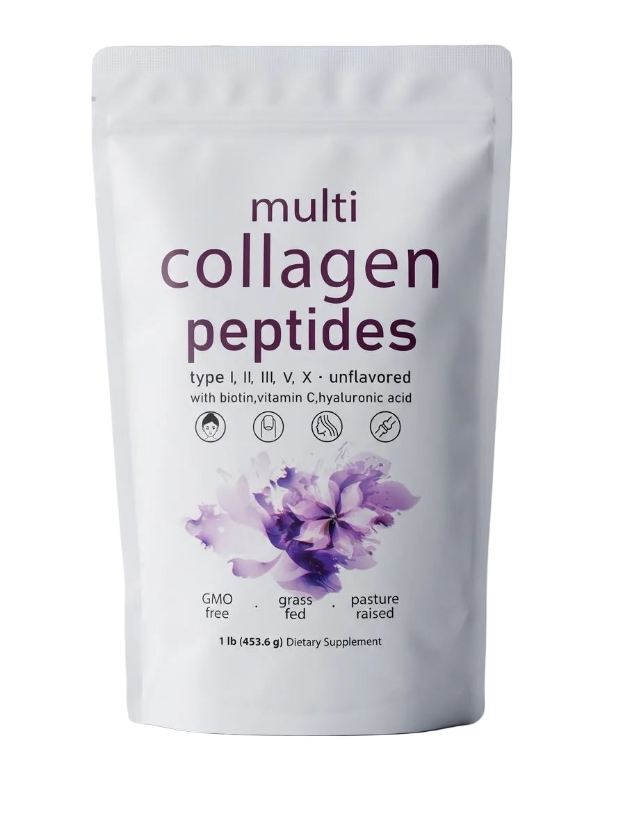 Multi Collagen Peptides Powder with Biotin, Vitamin C & Hyaluronic Acid – 1, 2 & 4 Pack