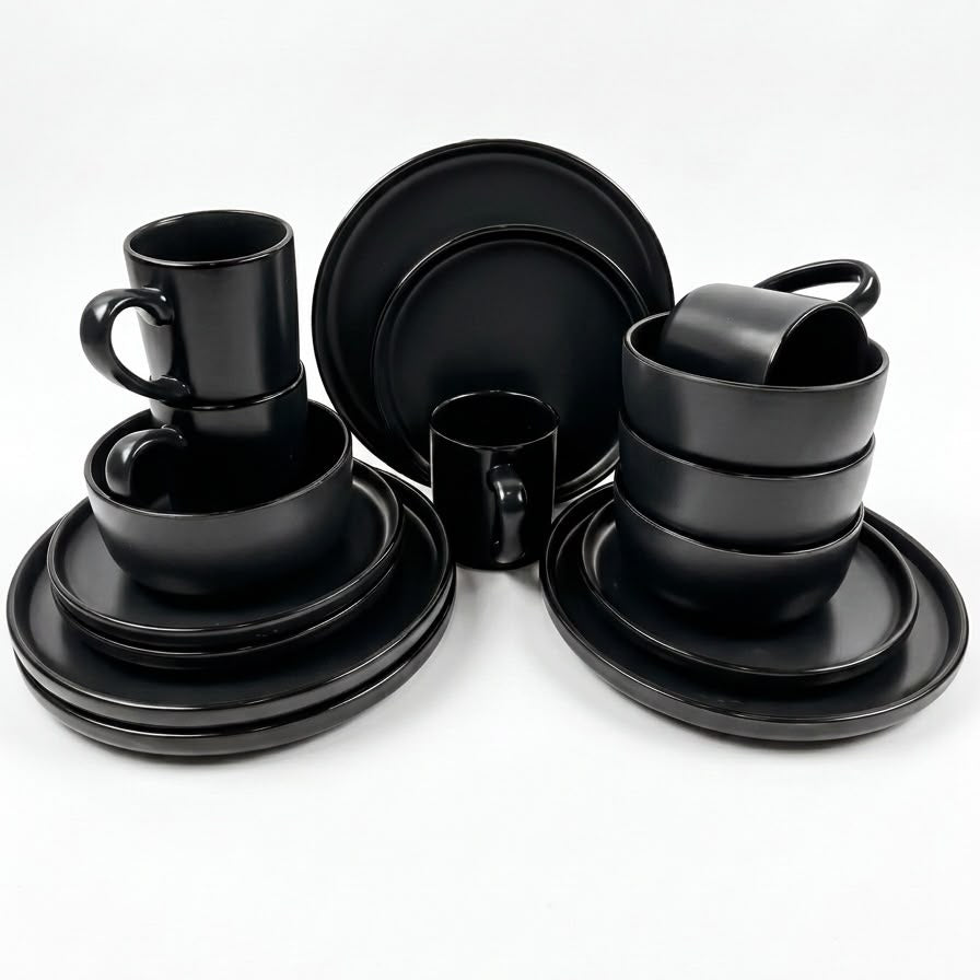 Modern Design Ceramic Dinnerware Set – 8 or 16 Piece | 4 Colours