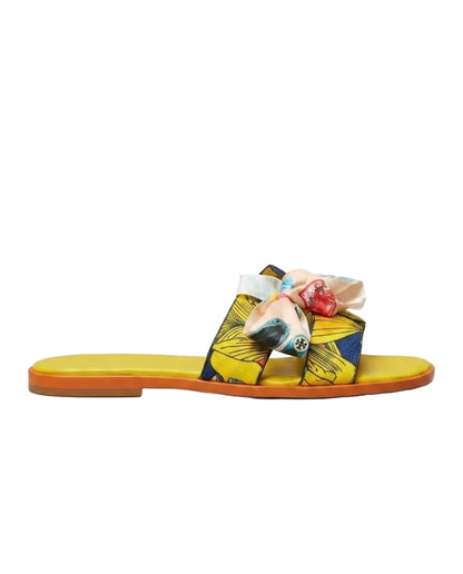 Women’s Printed Bow Slides – Flat Slip-On Sandals