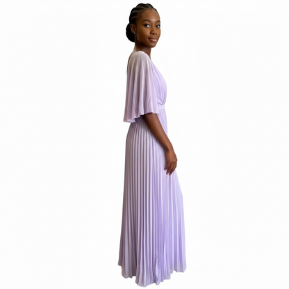 Lilac Pleated Wrap Maxi Dress