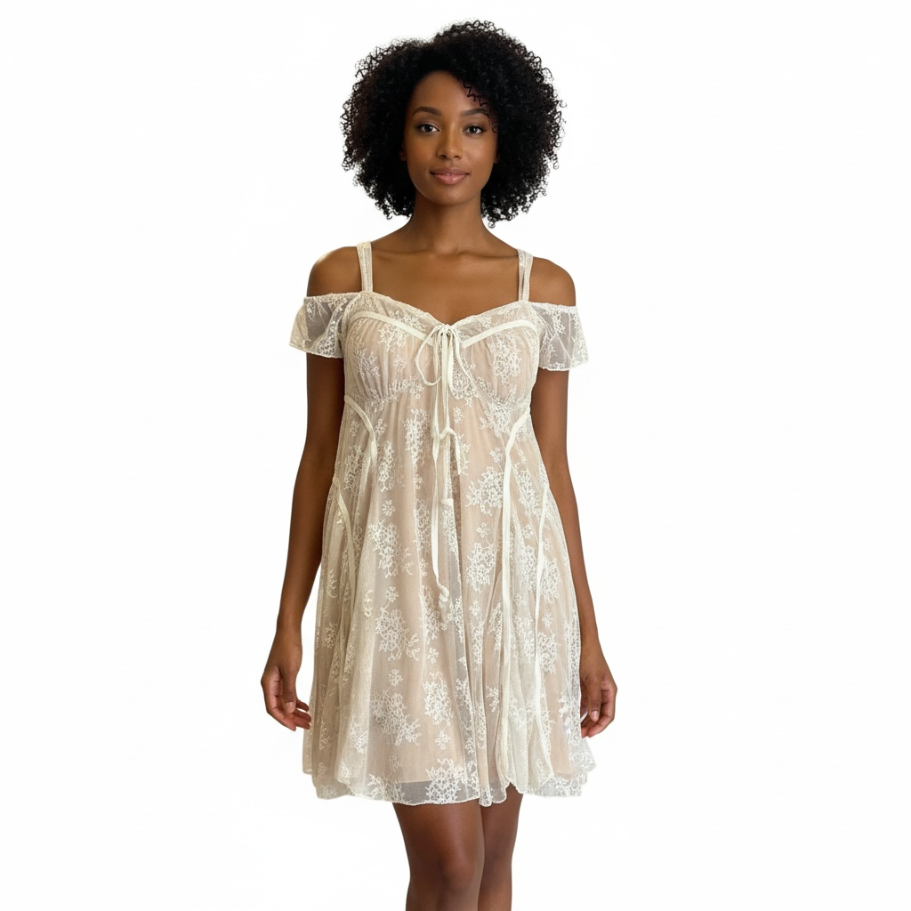 Lace Whisper Cold-Shoulder Mini Dress