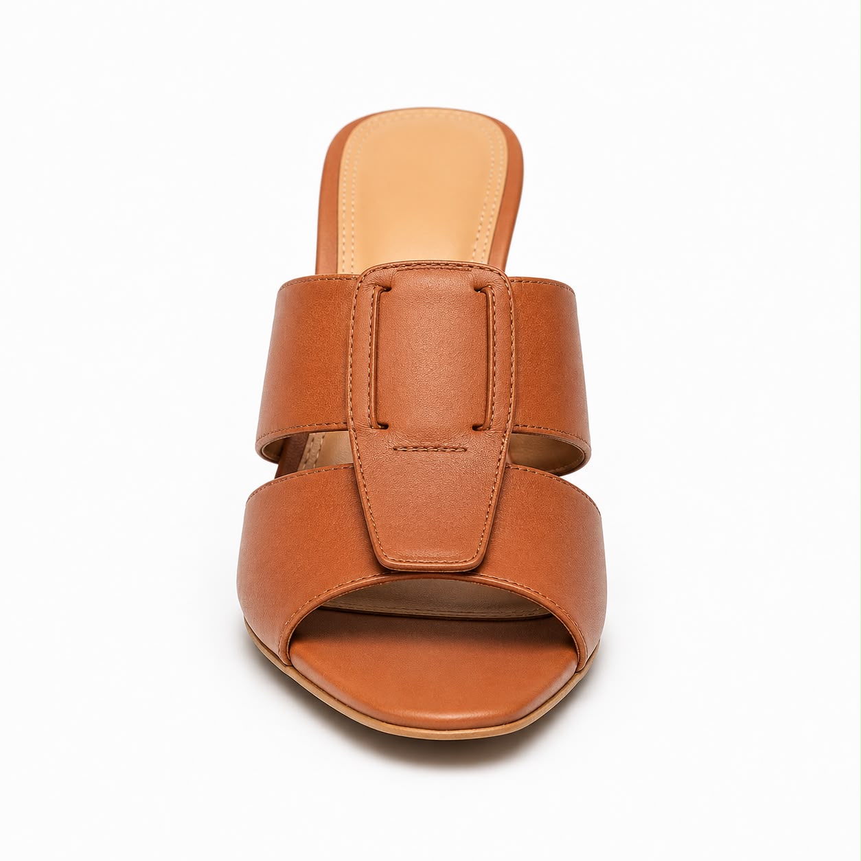 Brown Woven Block Heel Mules