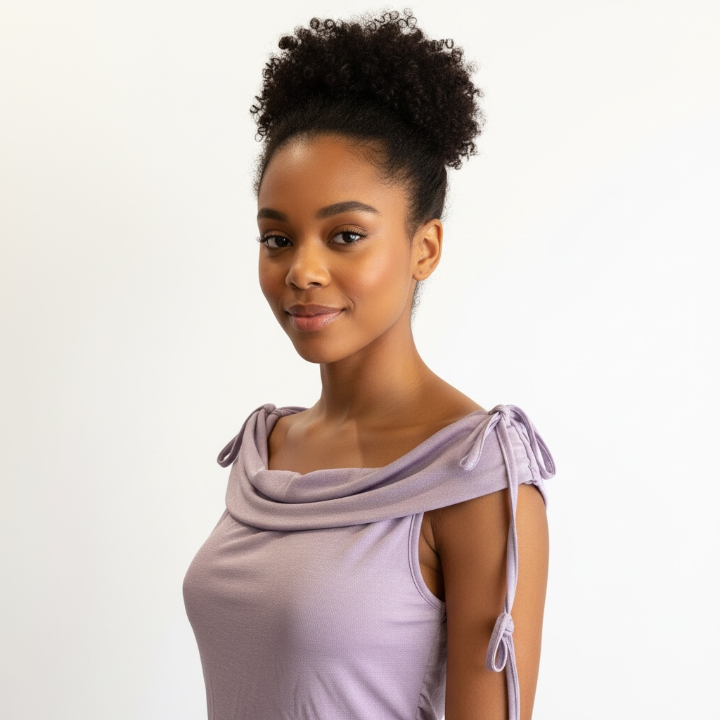 Lilac Tie-Shoulder Cowl Neck Top