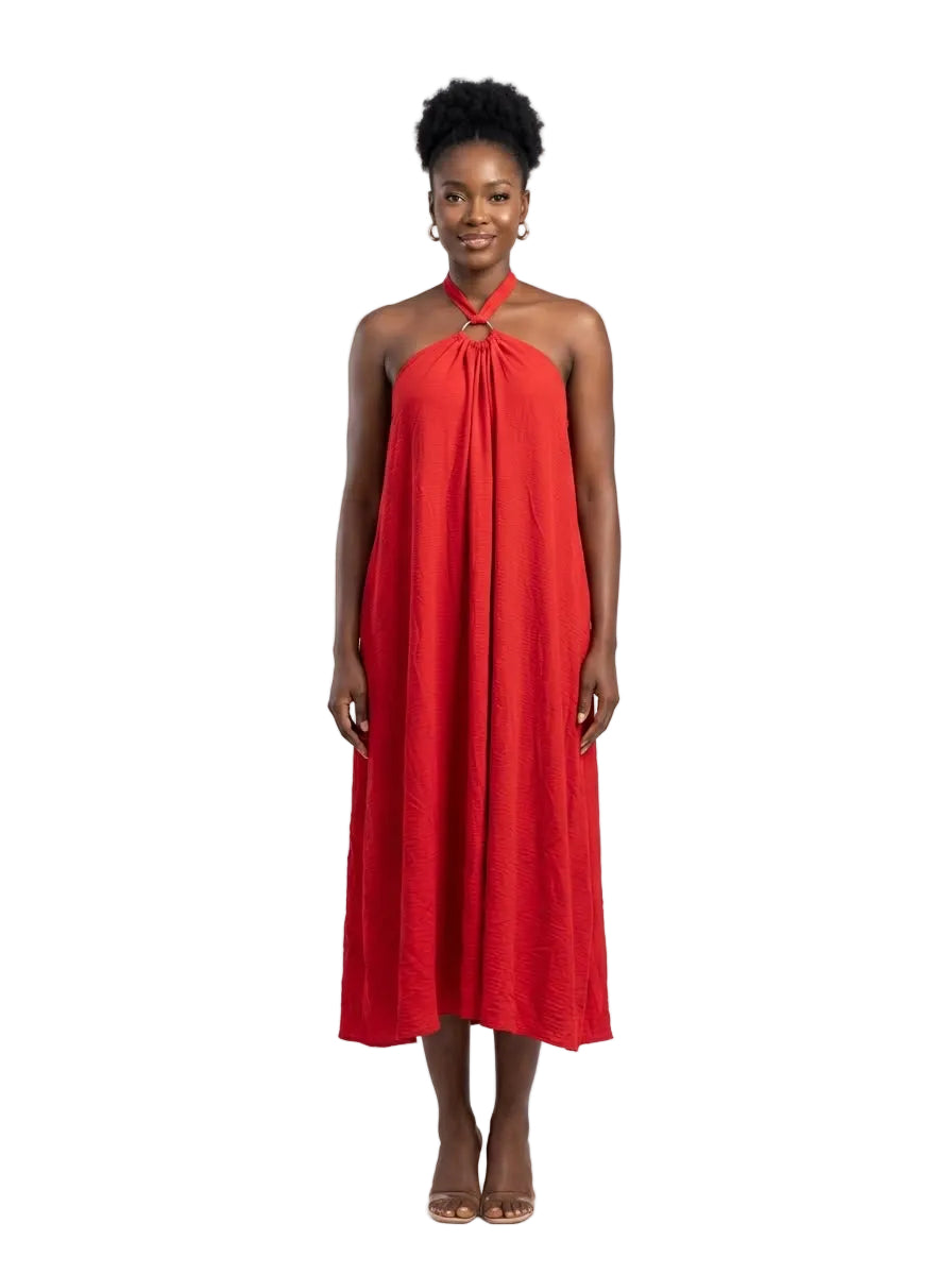 The Halter Ring Midi Dress