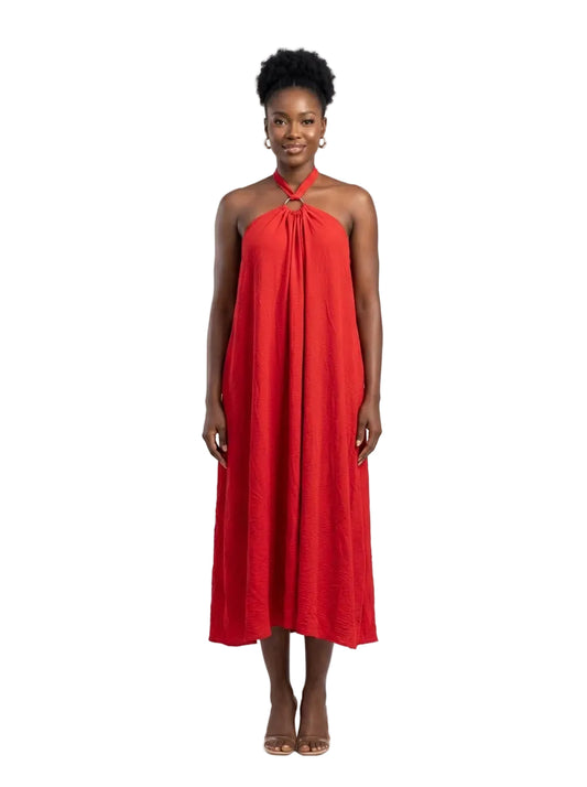 The Halter Ring Midi Dress