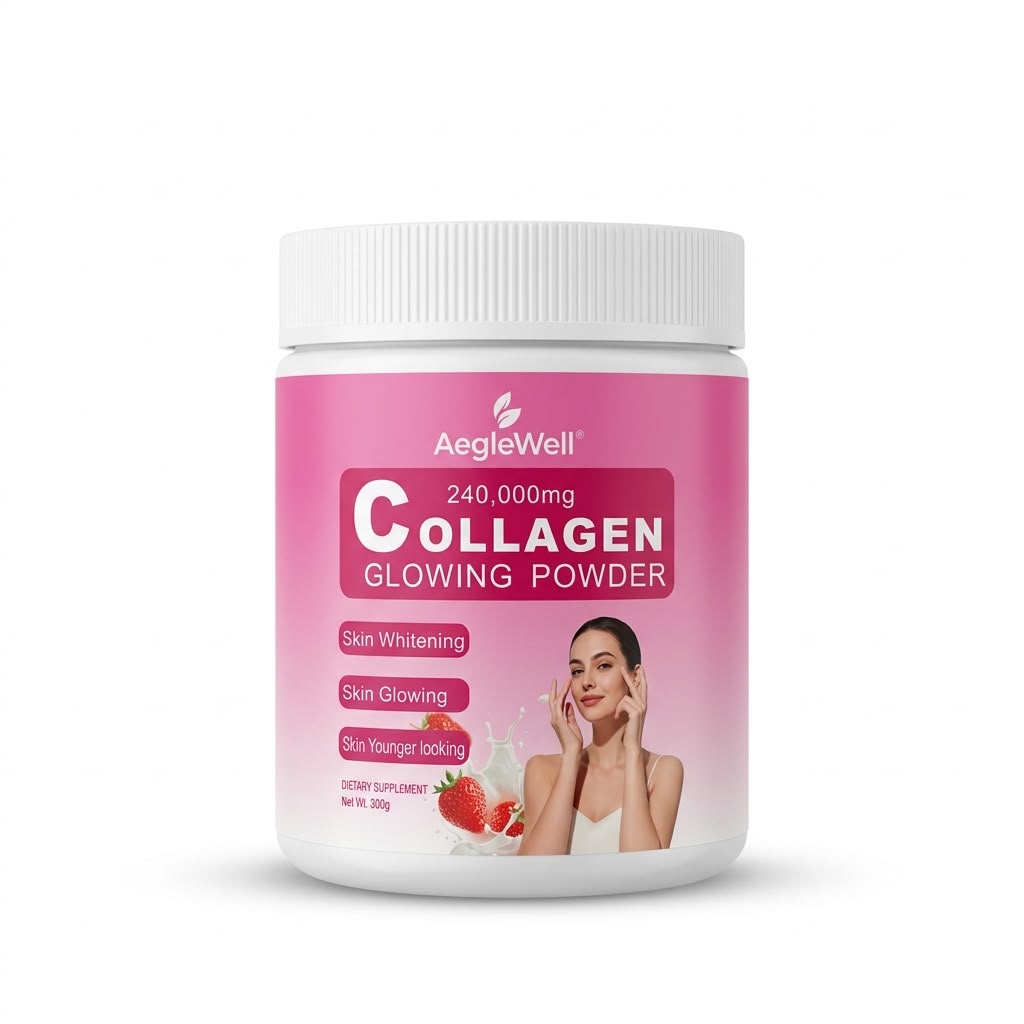 AegleWell Collagen Glowing Powder – Strawberry, 300g
