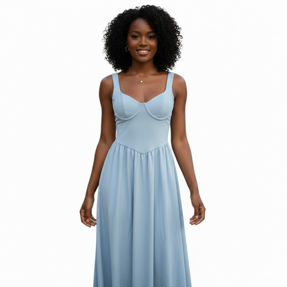 Dusty Blue Bustier Maxi Dress
