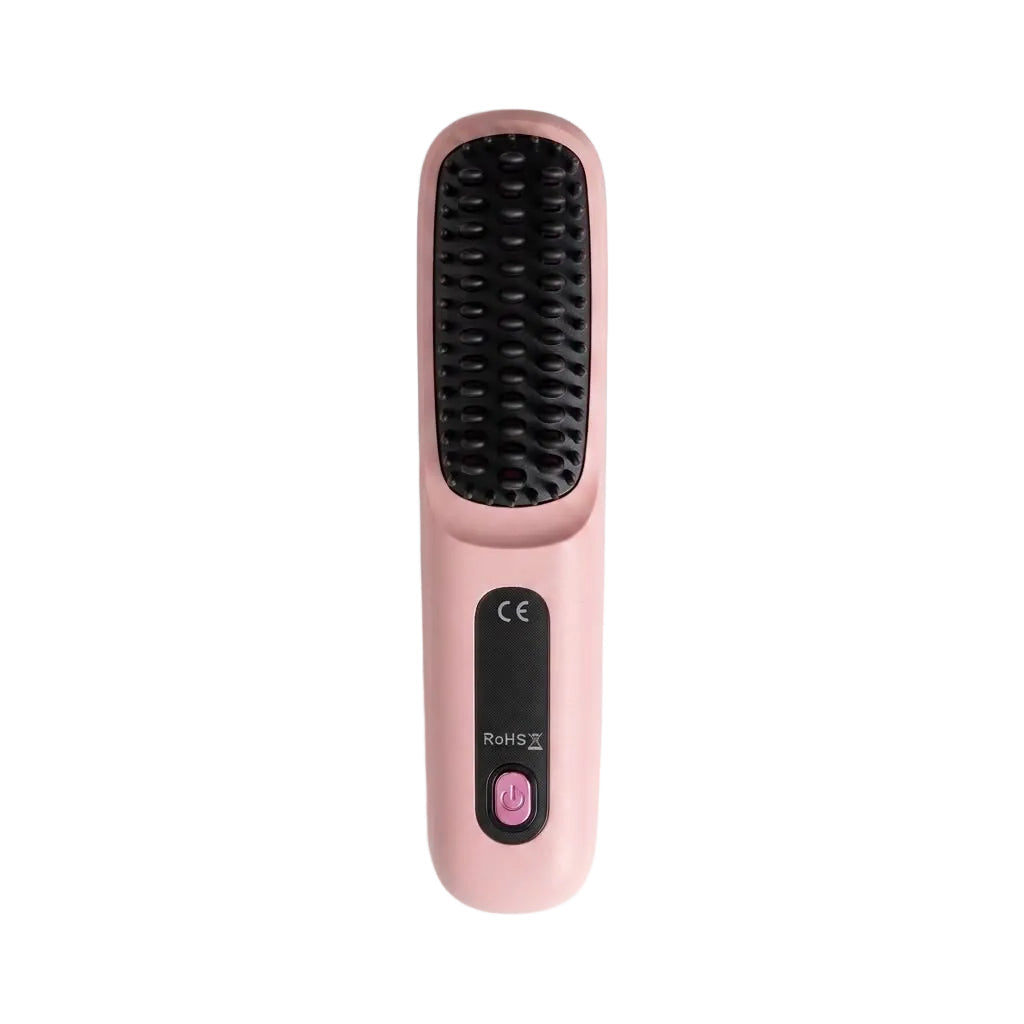 Cordless Hair Straightener Brush – Wireless | Negative Ions | LCD | 3 Heat Settings