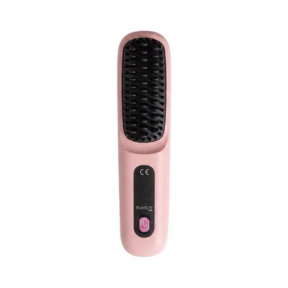Cordless Hair Straightener Brush – Wireless | Negative Ions | LCD | 3 Heat Settings