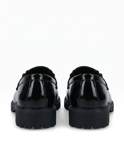 Women’s Glossy Bow Chunky Loafers – Slip-On Shoes