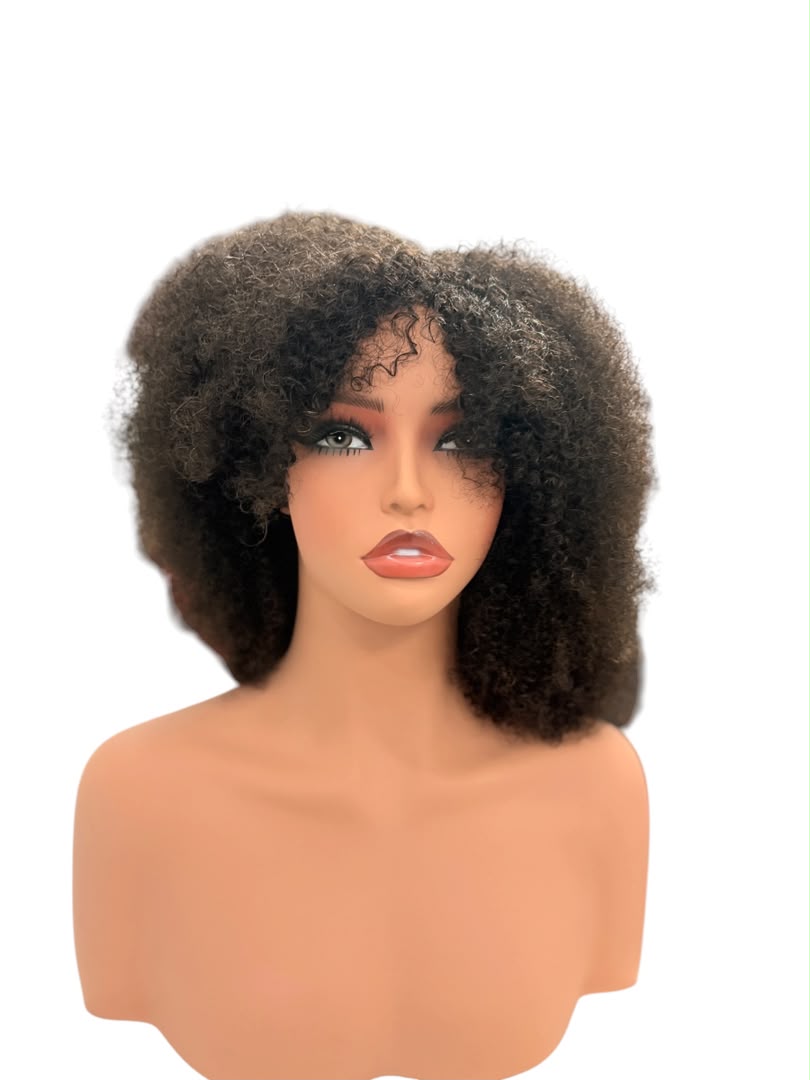 Machine Made Wig | Afro Kinky Curly | Natural Color | 180% Density | 14 Inch