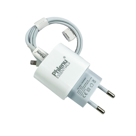 Phlenu Essentials® 20W USB-C Fast Charging Adapter & Cable Set (For iPhones)