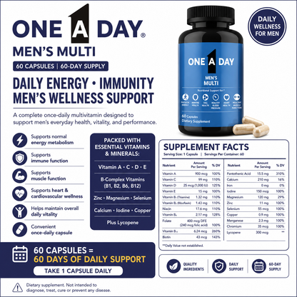 One A Day Men's Multi – Men's Daily Multivitamin, 60 Capsules