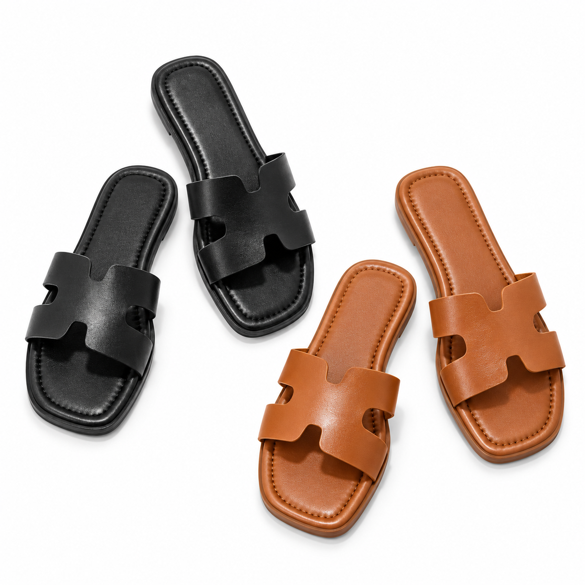 Women's Classic H Flat Slides – Square-Toe Sandals