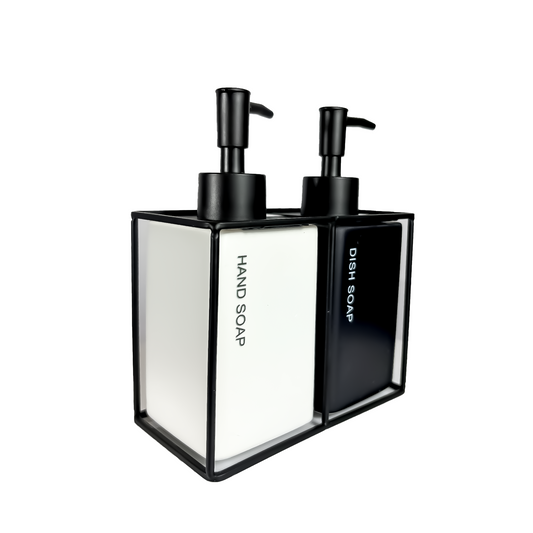 Modern Ceramic Soap Dispenser Set with Iron Rack