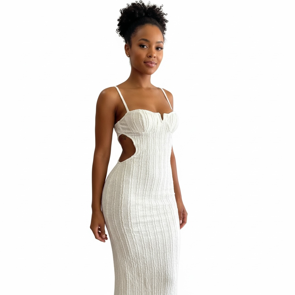 Textured Cut-Out Bodycon Maxi Dress