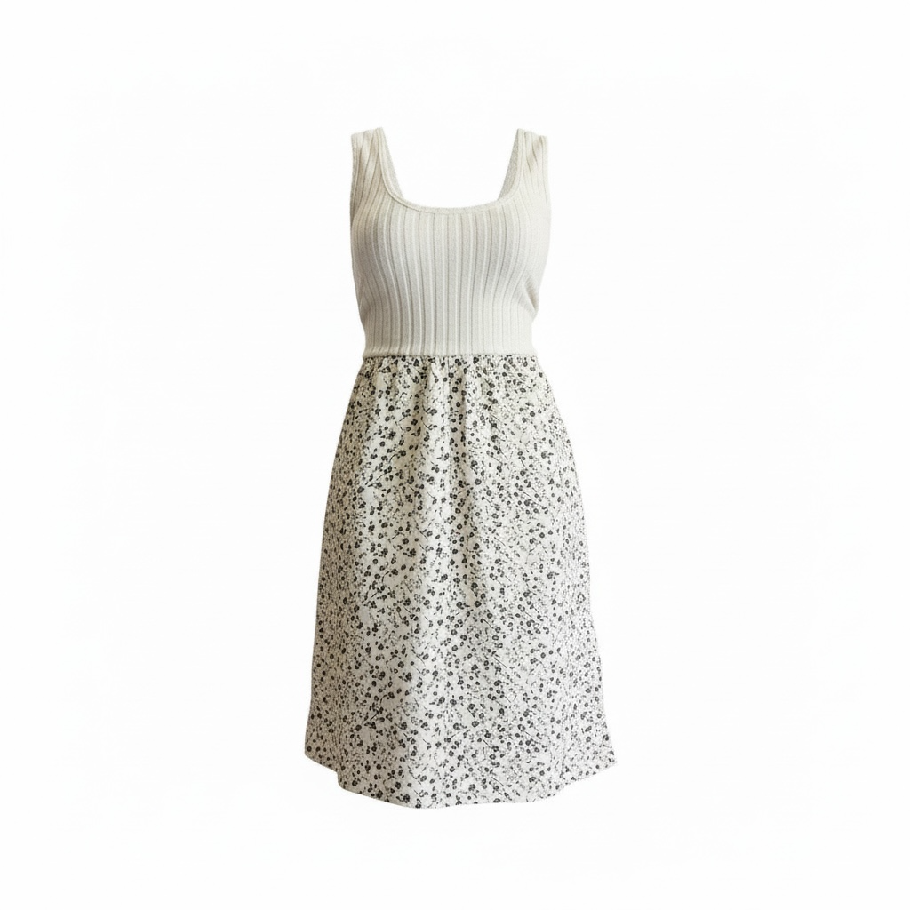 Ribbed Knit Floral Midi Dress