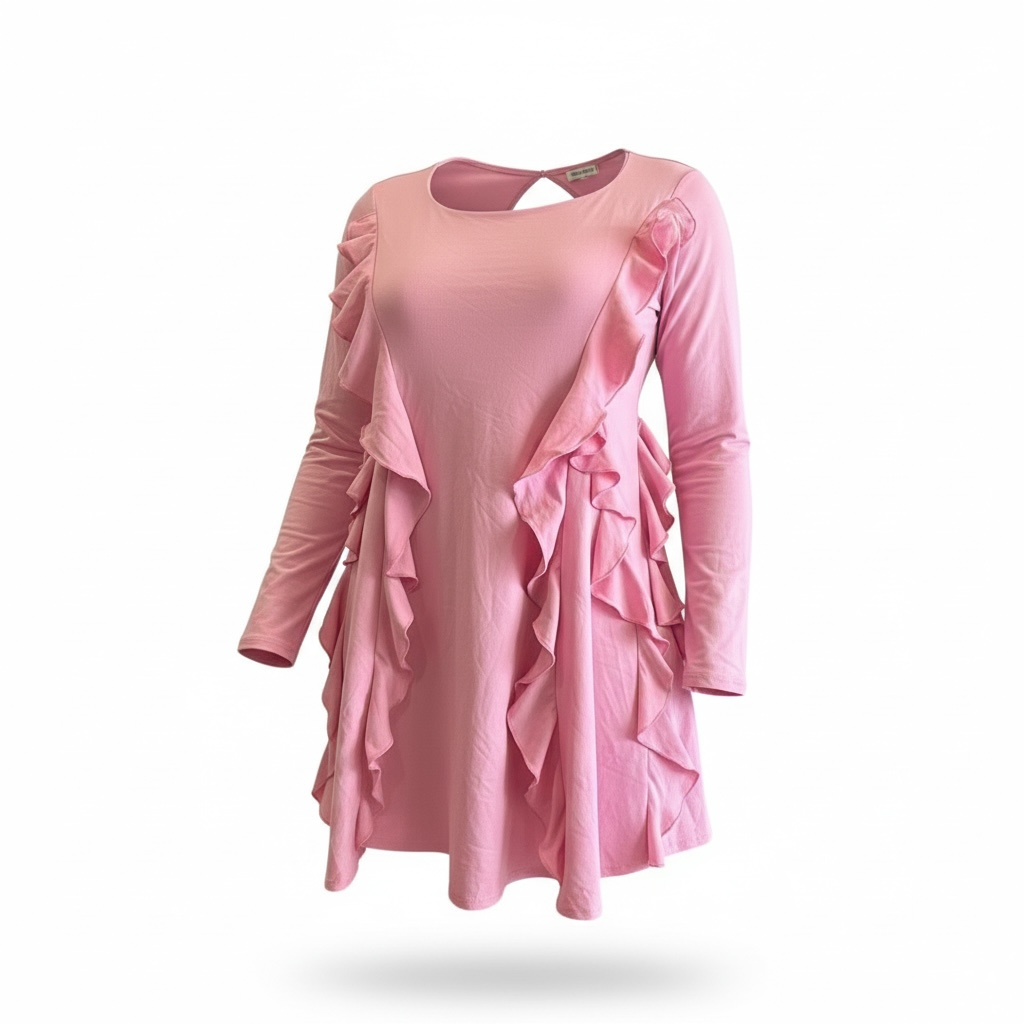 Pink Ruffle Open-Back Mini Dress