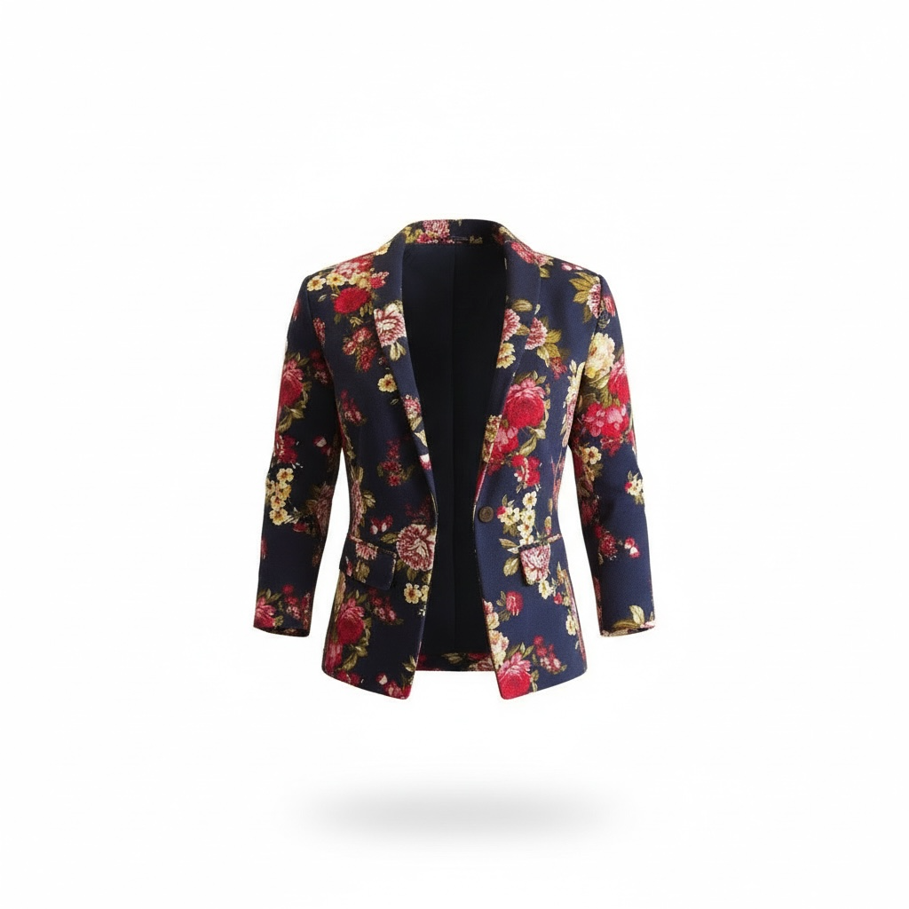 Navy Floral Print Blazer