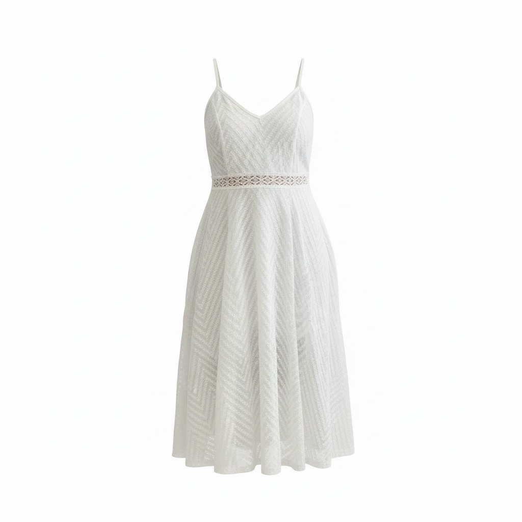 White Chevron Lace Maxi Dress