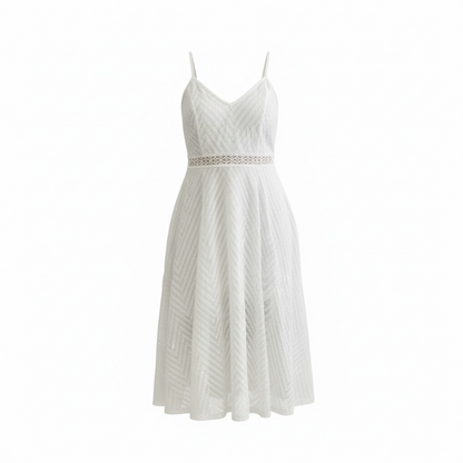 White Chevron Lace Maxi Dress