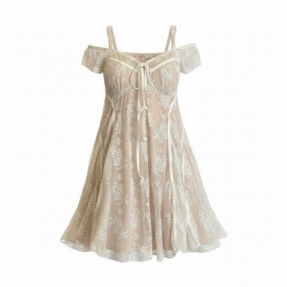 Lace Whisper Cold-Shoulder Mini Dress