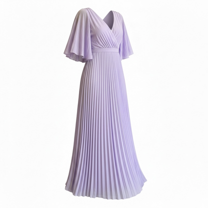 Lilac Pleated Wrap Maxi Dress