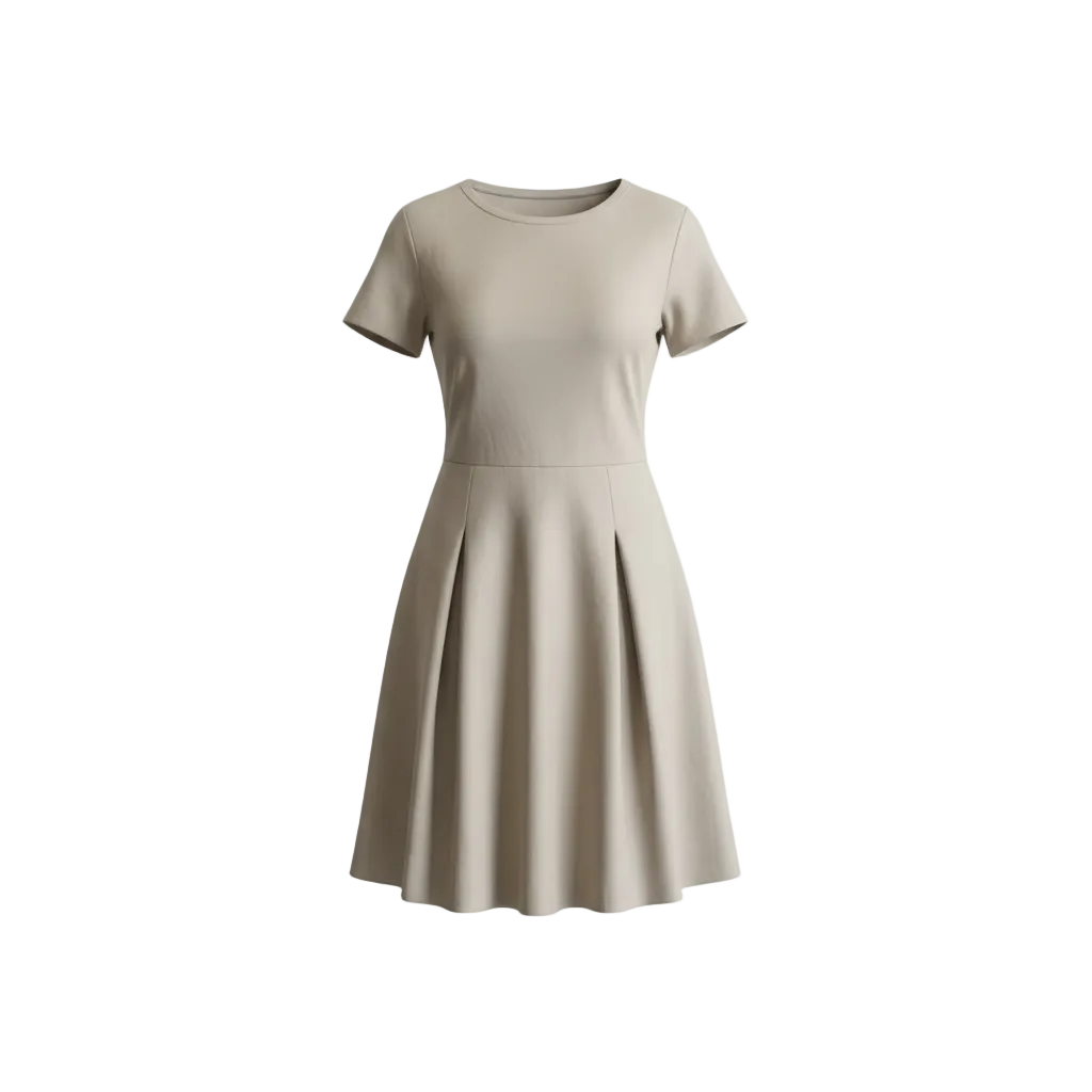 Timeless Taupe Pleated Midi Dress