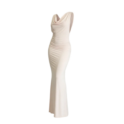 Cowl Neck Ruched Mermaid Maxi Dress