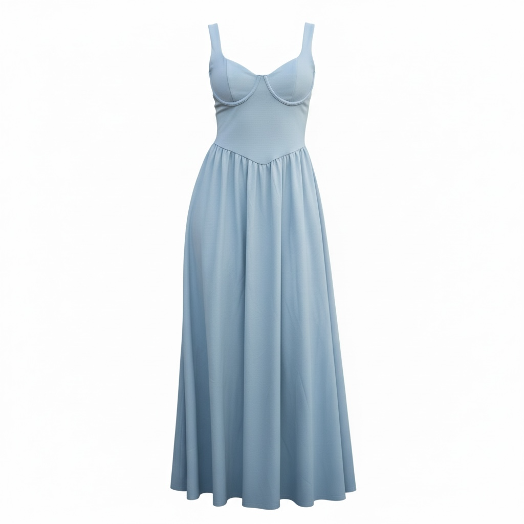 Dusty Blue Bustier Maxi Dress