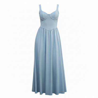 Dusty Blue Bustier Maxi Dress