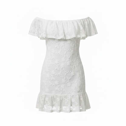 Garden Party Off-Shoulder Ruffle Lace Mini Dress
