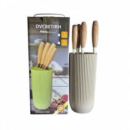 Phlenu Essentials Premium 5-Piece Knife Set with Stand (DVCRETIRH Series)