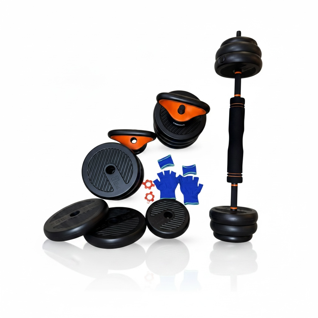 8 in 1 - Body Goals Adjustable Dumbbell Set, Approx. 40kg, with Barbell Connector, Multi-Use Strength Training Set