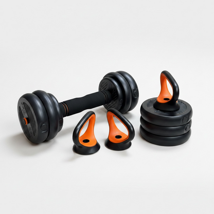 8 in 1 - Body Goals Adjustable Dumbbell Set, Approx. 40kg, with Barbell Connector, Multi-Use Strength Training Set