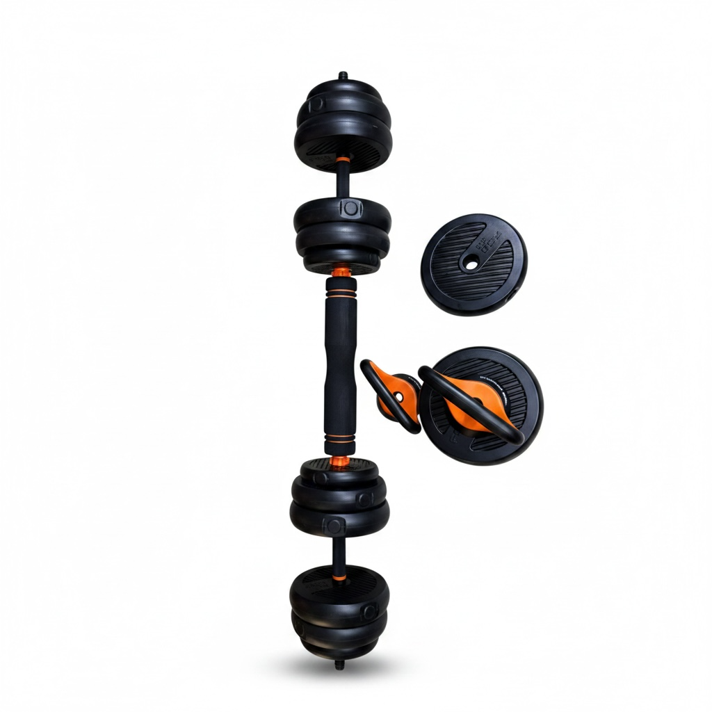 8 in 1 - Body Goals Adjustable Dumbbell Set, Approx. 40kg, with Barbell Connector, Multi-Use Strength Training Set